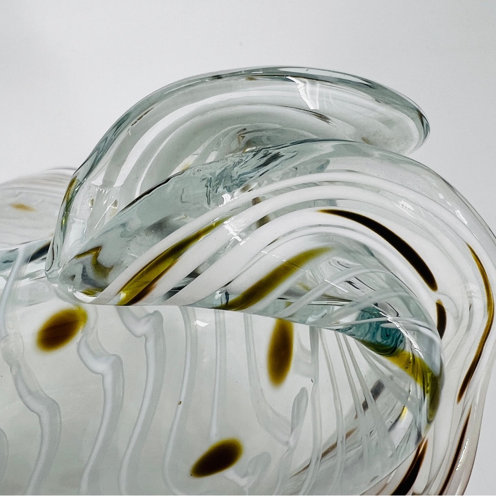 Signed LaChaussee Art HandBlown Glass Clam Shell Sculpture Artist Signed 10" W - Picture 9 of 16
